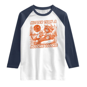 Funny Hotter Than A Hoochie Coochie Raglan Shirt Summer Racoon Music TS11 White Navy Print Your Wear