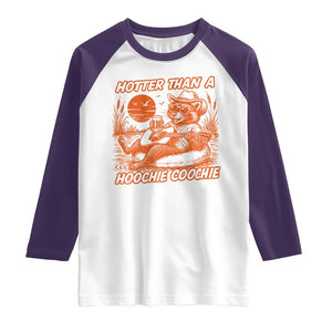 Funny Hotter Than A Hoochie Coochie Raglan Shirt Summer Racoon Music TS11 White Purple Print Your Wear