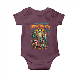 Funny I Freaking Love Summerween Baby Onesie Horror Halloween Summer TS11 Maroon Print Your Wear