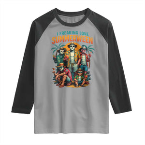 Funny I Freaking Love Summerween Raglan Shirt Horror Halloween Summer TS11 Sport Gray Black Print Your Wear