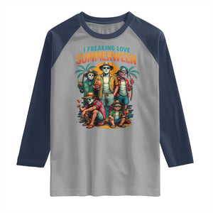 Funny I Freaking Love Summerween Raglan Shirt Horror Halloween Summer TS11 Sport Gray Navy Print Your Wear