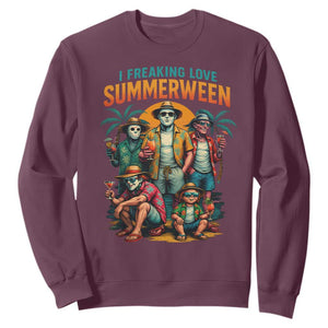 Funny I Freaking Love Summerween Sweatshirt Horror Halloween Summer TS11 Maroon Print Your Wear