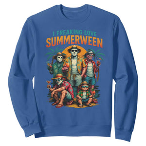 Funny I Freaking Love Summerween Sweatshirt Horror Halloween Summer TS11 Royal Blue Print Your Wear