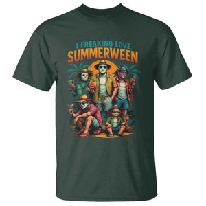 Funny I Freaking Love Summerween T Shirt Horror Halloween Summer TS11 Dark Forest Green Print Your Wear
