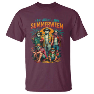 Funny I Freaking Love Summerween T Shirt Horror Halloween Summer TS11 Maroon Print Your Wear