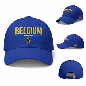 Belgium Belgian Flag Baseball Cap Belgian Lion Coat of Arms Belgie Souvenir TS11 Baseball Cap Universal Fit Royal Blue Print Your Wear