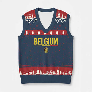 Belgium Belgian Flag V-Neck Knit Sweater Vest Belgian Lion Coat of Arms Belgie Souvenir TS11 Navy Red Print Your Wear