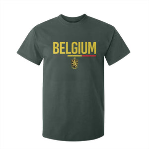 Belgium Belgian Flag T Shirt For Kid Belgian Lion Coat of Arms Belgie Souvenir TS11 Dark Forest Green Print Your Wear