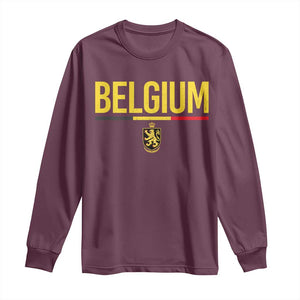 Belgium Belgian Flag Long Sleeve Shirt Belgian Lion Coat of Arms Belgie Souvenir TS11 S Maroon Print Your Wear