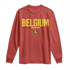 Belgium Belgian Flag Long Sleeve Shirt Belgian Lion Coat of Arms Belgie Souvenir TS11 Red Print Your Wear