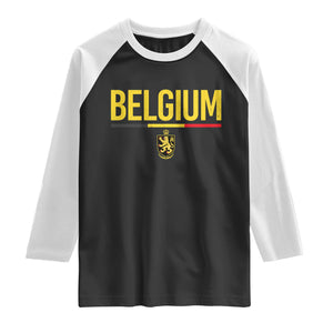Belgium Belgian Flag Raglan Shirt Belgian Lion Coat of Arms Belgie Souvenir TS11 Black White Print Your Wear
