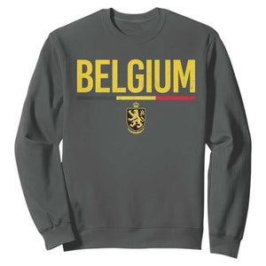 Belgium Belgian Flag Sweatshirt Belgian Lion Coat of Arms Belgie Souvenir TS11 Dark Heather Print Your Wear