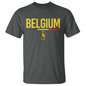 Belgium Belgian Flag T Shirt Belgian Lion Coat of Arms Belgie Souvenir TS11 Dark Heather Print Your Wear