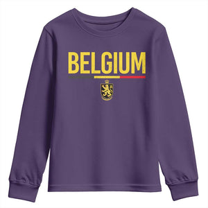 Belgium Belgian Flag Youth Sweatshirt Belgian Lion Coat of Arms Belgie Souvenir TS11 Purple Print Your Wear