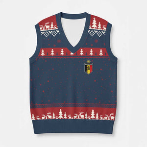 Belgium Football Crest V-Neck Knit Sweater Vest Vintage Belgian Lion Crown Belgian Heritage TS11 Navy Red Print Your Wear