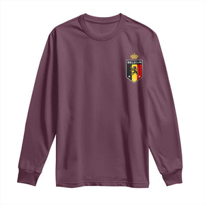 Belgium Football Crest Long Sleeve Shirt Vintage Belgian Lion Crown Belgian Heritage TS11 S Maroon Print Your Wear
