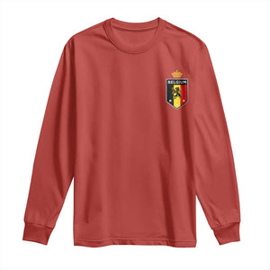 Belgium Football Crest Long Sleeve Shirt Vintage Belgian Lion Crown Belgian Heritage TS11 Red Print Your Wear
