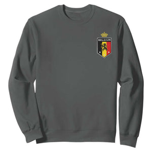 Belgium Football Crest Sweatshirt Vintage Belgian Lion Crown Belgian Heritage TS11 Dark Heather Print Your Wear