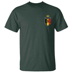 Belgium Football Crest T Shirt Vintage Belgian Lion Crown Belgian Heritage TS11 Dark Forest Green Print Your Wear