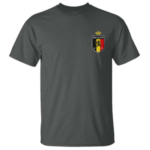 Belgium Football Crest T Shirt Vintage Belgian Lion Crown Belgian Heritage TS11 Dark Heather Print Your Wear