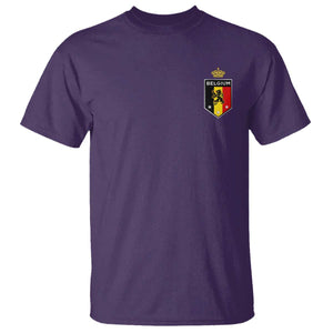 Belgium Football Crest T Shirt Vintage Belgian Lion Crown Belgian Heritage TS11 Purple Print Your Wear