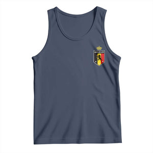 Belgium Football Crest Tank Top Vintage Belgian Lion Crown Belgian Heritage TS11 Navy Print Your Wear