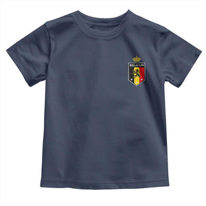 Belgium Football Crest Toddler T Shirt Vintage Belgian Lion Crown Belgian Heritage TS11 Navy Print Your Wear