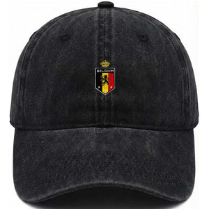 Belgium Football Crest Washed Cotton Baseball Cap Vintage Belgian Lion Crown Belgian Heritage TS11 Print Your Wear