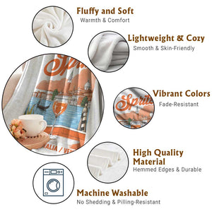 Spritz Veneto Throw Blanket Italia Vintage Orange Wine Cocktail Dal 1919