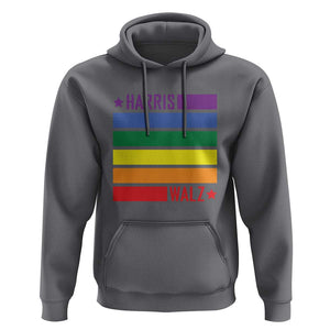 Harris Walz LGBT Hoodie Presidential Election 2024 Rainbow Flag TS11 Charcoal Print Your Wear