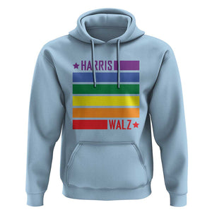 Harris Walz LGBT Hoodie Presidential Election 2024 Rainbow Flag TS11 Light Blue Print Your Wear
