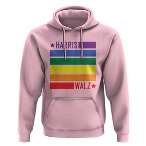 Harris Walz LGBT Hoodie Presidential Election 2024 Rainbow Flag TS11 Light Pink Print Your Wear