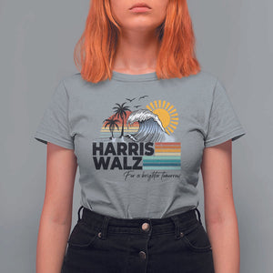 Harris Walz For A Brighter Tomorrow T Shirt For Women Retro Sunshine Blue Wave Coconut Tree TS11 Sport Gray Print Your Wear