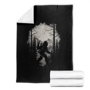 Funny Bigfoot Hiking Night Stroll Mountain Forest Throw Blanket TS11 Black Print Your Wear