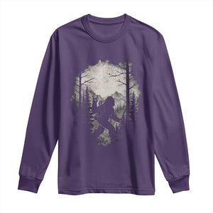 Funny Bigfoot Hiking Night Stroll Mountain Forest Long Sleeve Shirt TS11 Purple Print Your Wear