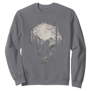 Funny Bigfoot Hiking Night Stroll Mountain Forest Sweatshirt TS11 Charcoal Print Your Wear