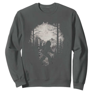 Funny Bigfoot Hiking Night Stroll Mountain Forest Sweatshirt TS11 Dark Heather Print Your Wear