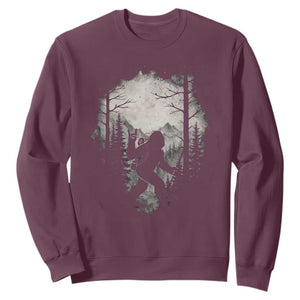 Funny Bigfoot Hiking Night Stroll Mountain Forest Sweatshirt TS11 Maroon Print Your Wear