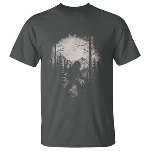 Funny Bigfoot Hiking Night Stroll Mountain Forest T Shirt TS11 Dark Heather Print Your Wear