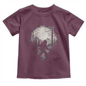 Funny Bigfoot Hiking Night Stroll Mountain Forest Toddler T Shirt TS11 Maroon Print Your Wear