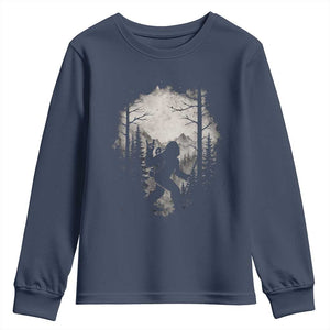 Funny Bigfoot Hiking Night Stroll Mountain Forest Youth Sweatshirt TS11 Navy Print Your Wear