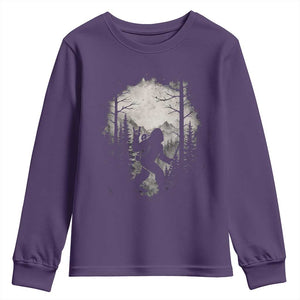 Funny Bigfoot Hiking Night Stroll Mountain Forest Youth Sweatshirt TS11 Purple Print Your Wear