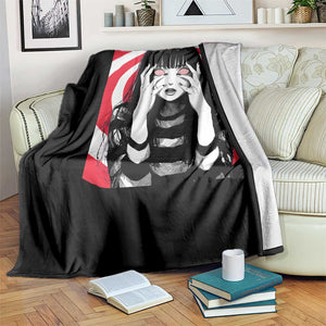 Horror Anime Manga Creepy Goth Japanese Girl Throw Blanket TS11 Print Your Wear