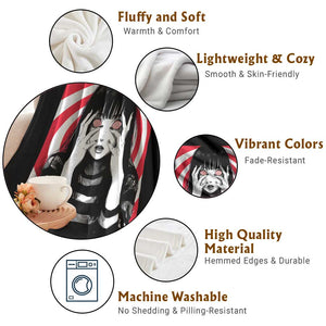 Horror Anime Manga Creepy Goth Japanese Girl Throw Blanket TS11 Print Your Wear