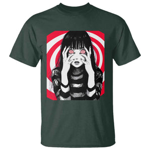 Horror Anime Manga Creepy Goth Japanese Girl T Shirt TS11 Dark Forest Green Print Your Wear