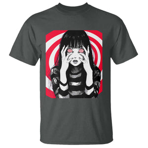 Horror Anime Manga Creepy Goth Japanese Girl T Shirt TS11 Dark Heather Print Your Wear