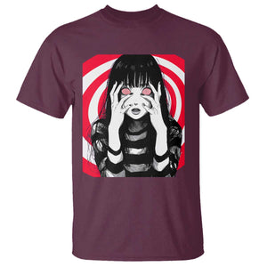 Horror Anime Manga Creepy Goth Japanese Girl T Shirt TS11 Maroon Print Your Wear