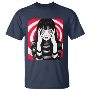 Horror Anime Manga Creepy Goth Japanese Girl T Shirt TS11 Navy Print Your Wear