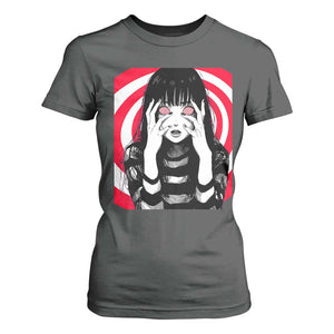 Horror Anime Manga Creepy Goth Japanese Girl T Shirt For Women TS11 Dark Heather Print Your Wear