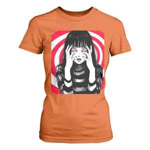 Horror Anime Manga Creepy Goth Japanese Girl T Shirt For Women TS11 Orange Print Your Wear